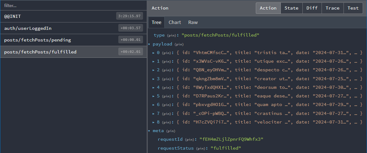 createAsyncThunk：posts fulfilled 动作